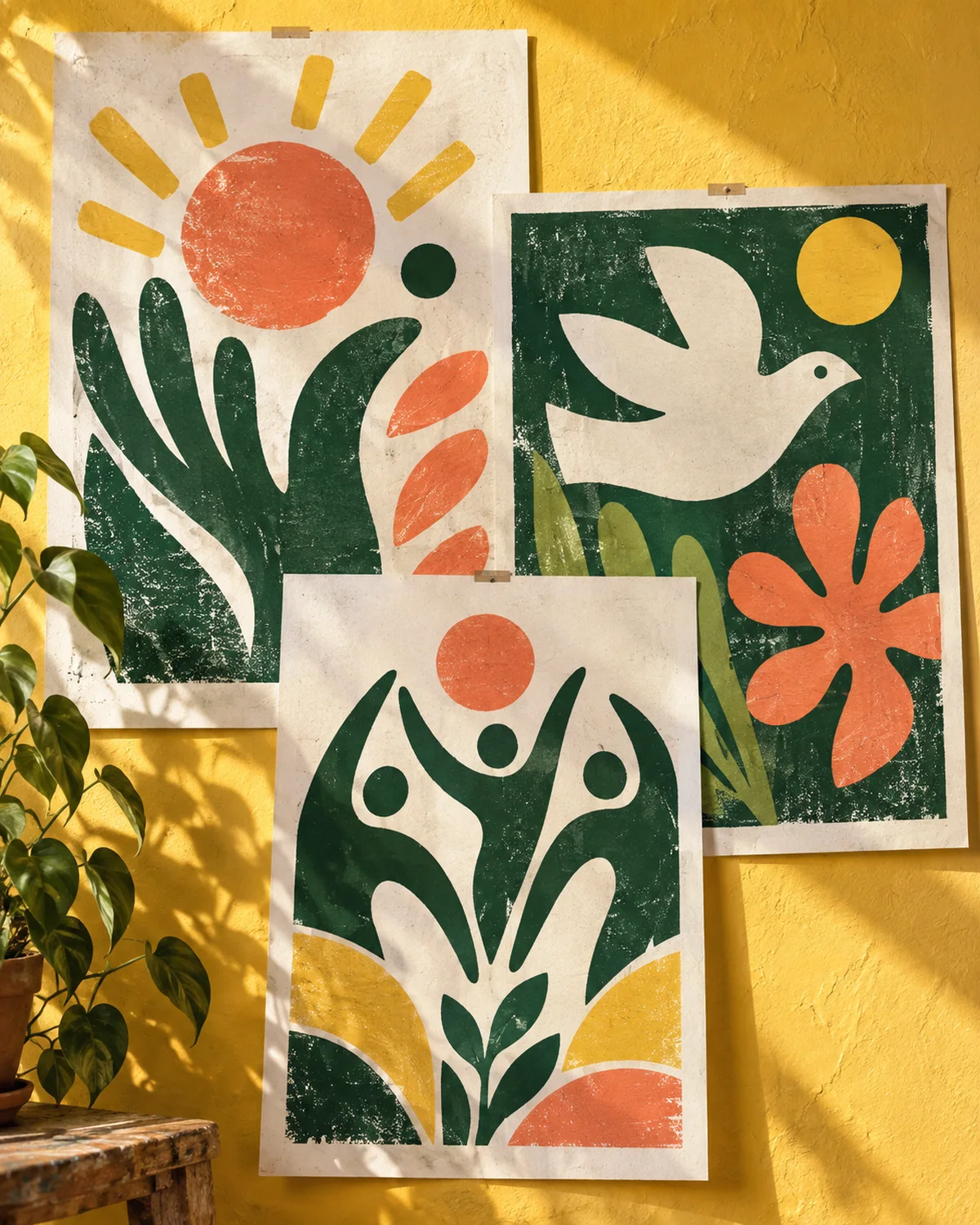 Community arts screenprint posters displayed together